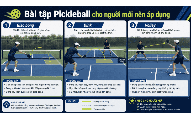 Bài tập Pickleball cho người mới nên áp dụng