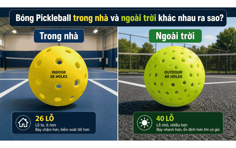 Bóng Pickleball trong nhà và ngoài trời khác nhau ra sao?