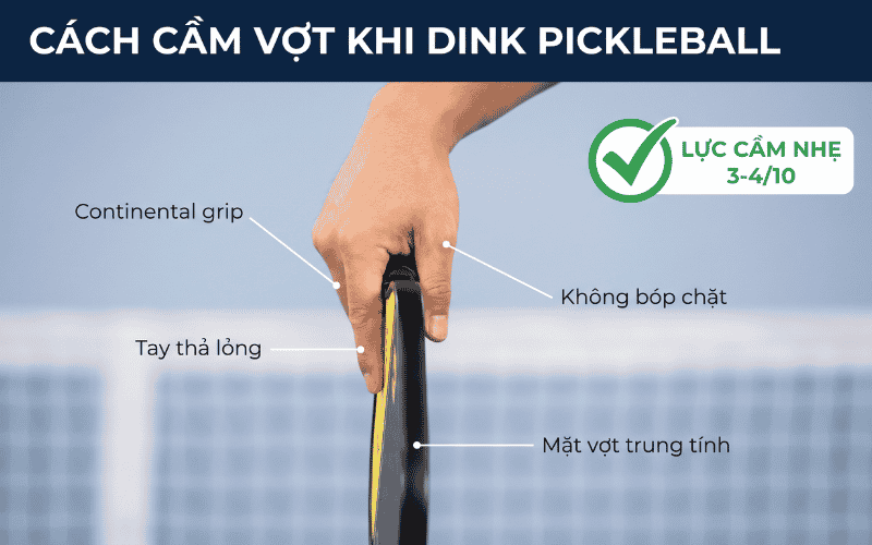 Cách cầm vợt khi dink Pickleball