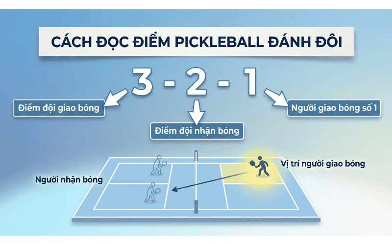 Cách đọc điểm Pickleball đánh đôi