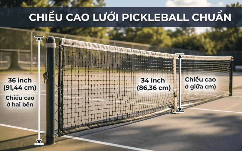 Chiều cao lưới Pickleball chuẩn