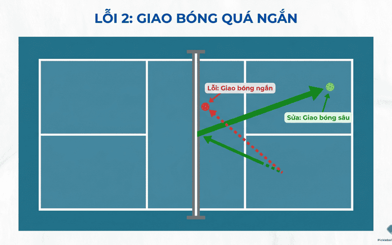 Lỗi 2: Giao bóng quá ngắn
