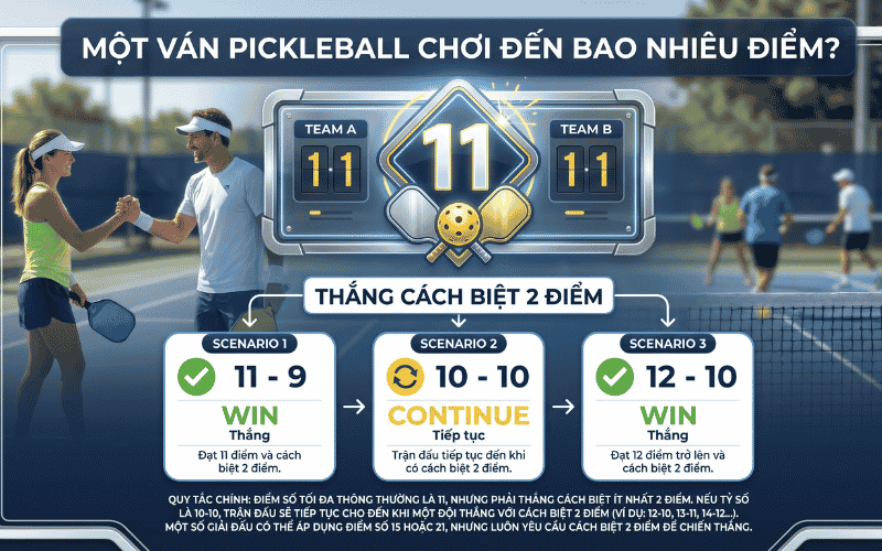 Một ván Pickleball chơi đến bao nhiêu điểm?