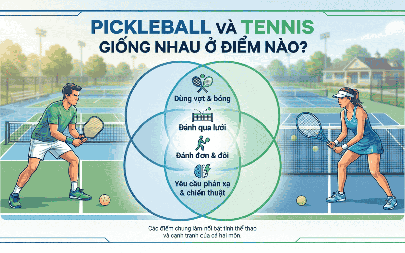 Pickleball và tennis giống nhau ở điểm nào?