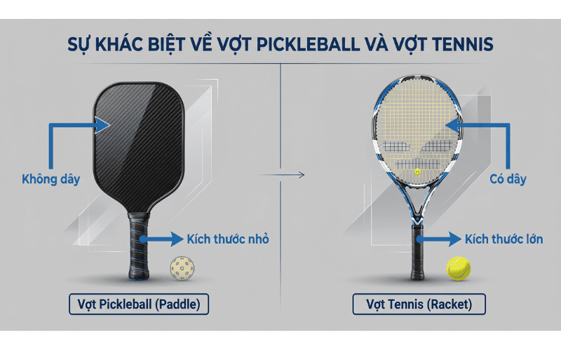 Sự khác biệt về vợt Pickleball và vợt tennis
