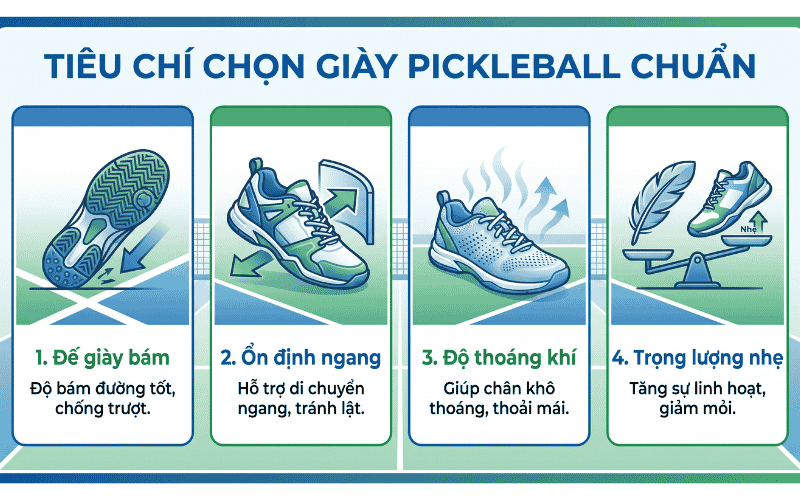 Những tiêu chí quan trọng khi chọn giày Pickleball