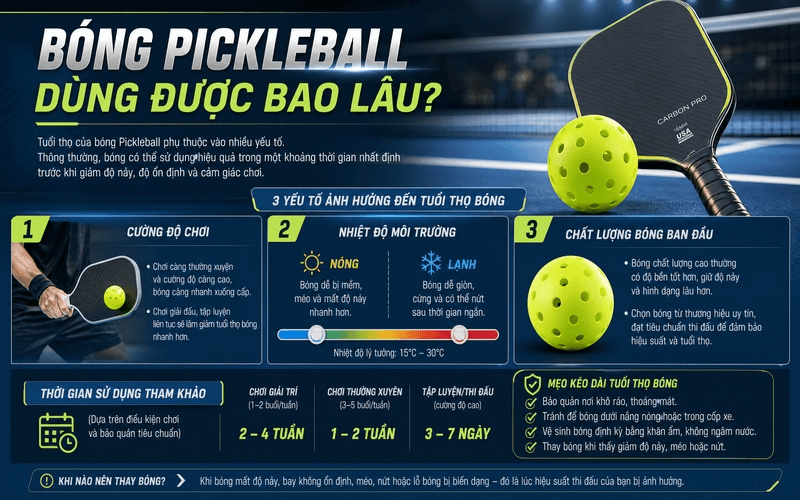 Bóng Pickleball dùng được bao lâu?