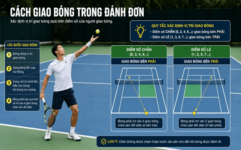 Cách giao bóng trong đánh đơn