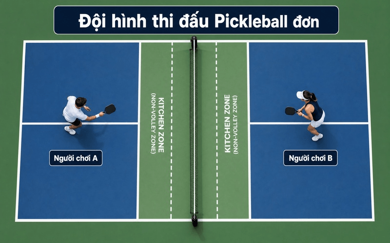 Đội hình thi đấu Pickleball đơn