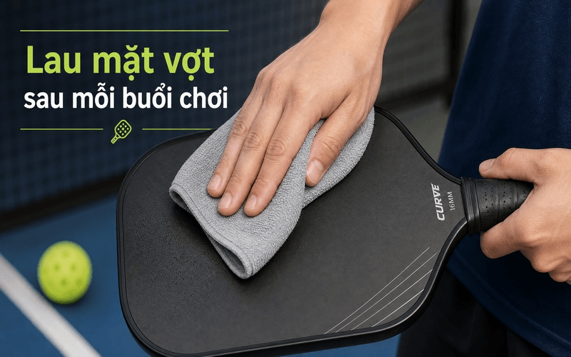 Lau mặt vợt sau mỗi buổi chơi