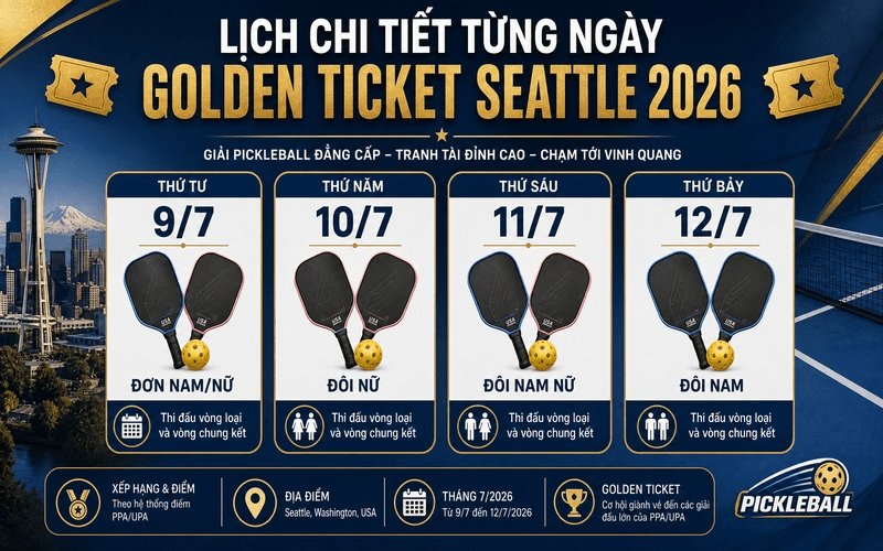 Lịch chi tiết từng ngày Golden Ticket Seattle 2026