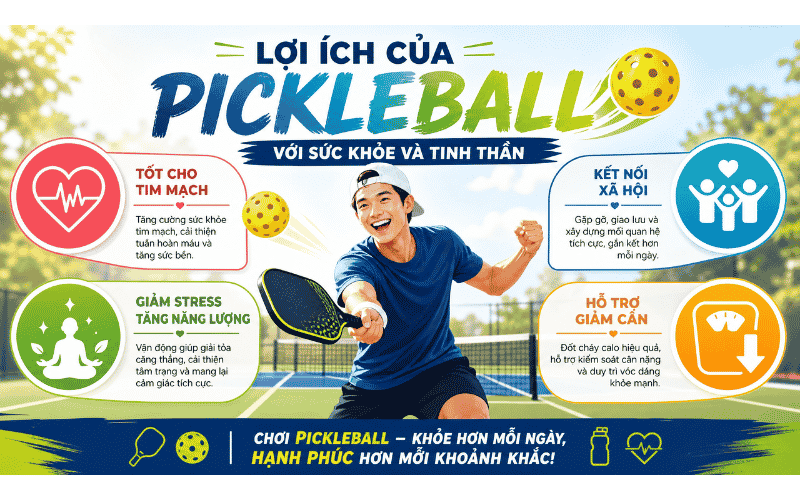 Lợi ích của Pickleball với sức khỏe và tinh thần