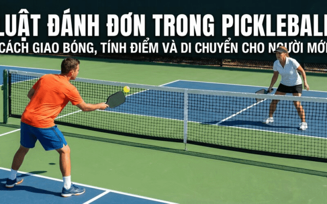 Luật đánh đơn trong Pickleball: Cách giao bóng, tính điểm và di chuyển cho người mới