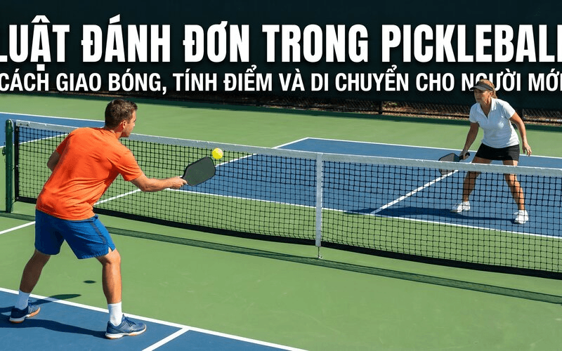 Luật đánh đơn trong Pickleball: Cách giao bóng, tính điểm và di chuyển cho người mới