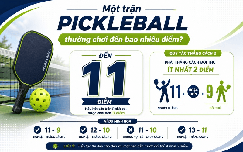 Một trận Pickleball thường chơi đến bao nhiêu điểm?