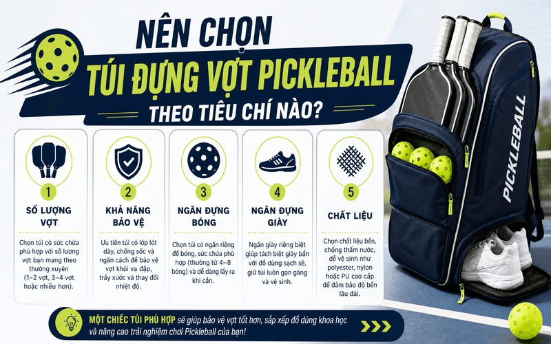 Nên chọn túi đựng vợt Pickleball theo tiêu chí nào?