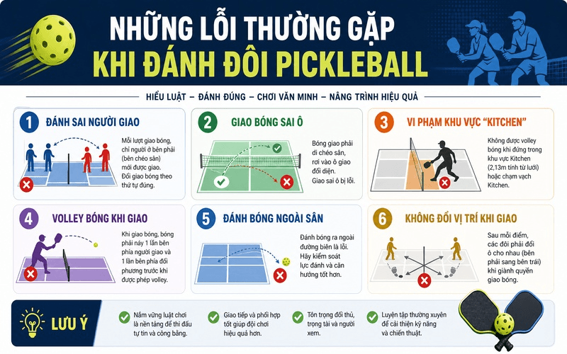 Những lỗi thường gặp khi đánh đôi Pickleball