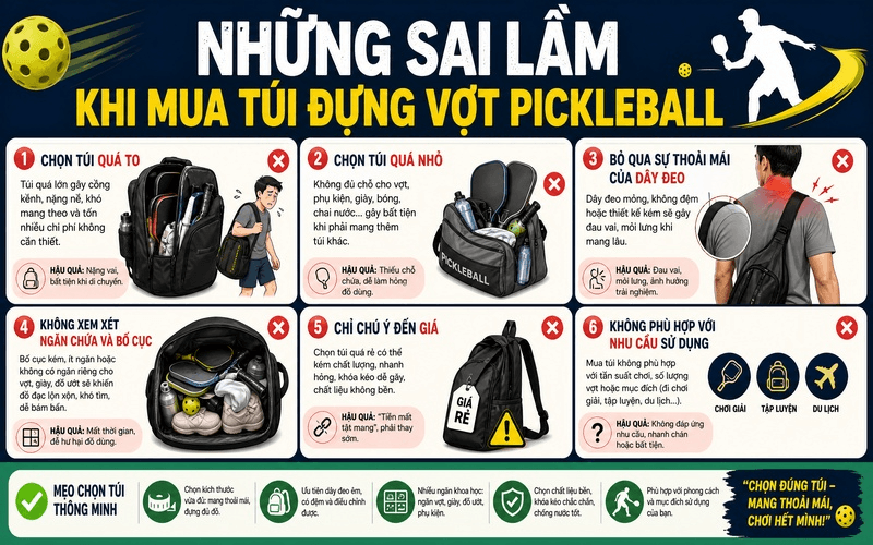 Những sai lầm khi mua túi đựng vợt Pickleball