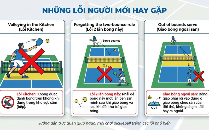 Những lỗi người mới chơi Pickleball hay gặp