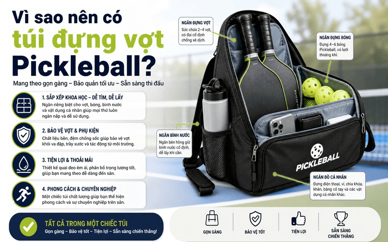 Vì sao nên có túi đựng vợt Pickleball?
